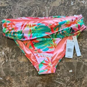 Bleu Rod Beattie Pink Tropical Leaf Bikini Bottoms